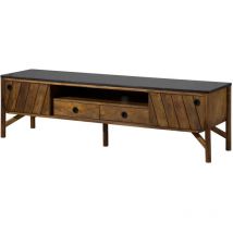 Meuble tv Manguier 180x45x50 marron huilé / granit foncé los angeles 103 - brun / noir