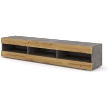 Salone Srl - Meuble tv manta 160 cm suspendu ou debout béton foncé / chêne artisanal