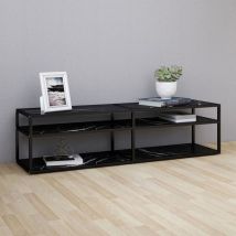 Meuble TV Marbre noir 160x40x40,5 cm Verre trempé
