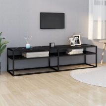 Meuble tv Marbre noir 160x40x40,5 cm Verre trempé