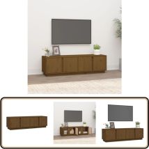 Meuble tv Marron miel 140x40x40 cm Bois de pin massif - Meubles Tv - Meuble Tv - Support Tv - Unité Tv - Mobilier Salon