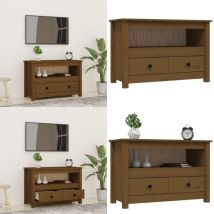 Meuble tv Marron miel 79x35x52 cm Bois de pin massif - Meuble Tv - Meuble Téléviseur - Meuble Tv Bois - Meuble Tv Campagne - Meuble Tv Rustique