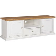 Epikasa - Meuble tv Franca, mdf, Bois, Blanc, Marron, 147x40x52 cm
