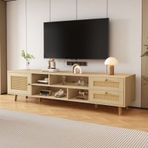 Hauss Spole - Meuble tv, meuble bas, meuble bas pour salon, meuble bas tv, 160 cm, pour tv 70', 2 tiroirs, 1 porte, Chêne