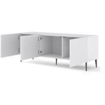 Meuble TV meuble Hi-fi sur pied Noir mat 150x42x58cm RAVI B FILET Pied Cadré or