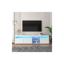 Ekasn - Meuble tv moderne 180cm avec led pour salon et salle à manger blanc