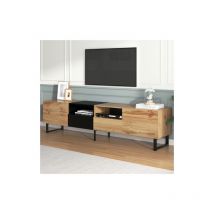 Lunsy - Meuble tv moderne au design noir et bois - espace de rangement spacieux, construction robuste