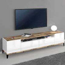 Ahd Amazing Home Design - Meuble tv salon moderne placard tiroir blanc brillant Young Wood