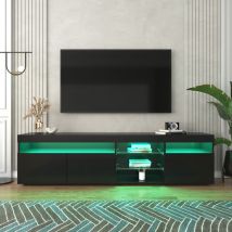 Meuble TV moderne avec éclairage LED variable,avec tiroir, meuble TV de haute qualité avec beaucoup d'espace de rangement pour votre salon, 180 (L) x