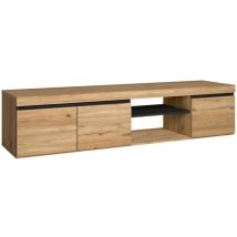 Meuble tv mod.NATURALE ''Chêne/Noir'', 2 portes et 2 logements, salon-séjour, 160x40x41cm - Skraut Home