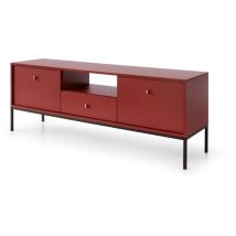 Meuble Tv Meuble Tv Commode Rouge Pieds Noir 153.5x56.2x39cm Mono
