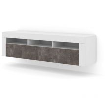 Salone Srl - Meuble tv moreno 160 cm blanc mat / béton foncé