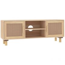 Helloshop26 - Meuble tv multimédia étagère télévision buffet téléviseur salle à manger salon chambre 105 x 30 x 40 cm bois de pin massif rotin