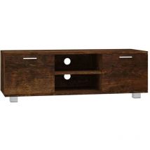 Helloshop26 - Meuble tv multimédia étagère télévision buffet téléviseur salle à manger salon chambre chêne fumé 120 x 40,5 x 35 cm bois d'ingénierie