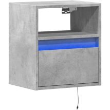 Meuble tv multimédia étagère télévision buffet téléviseur salle à manger salon chambre mural avec lumières led 41 x 31 x 45 cm gris