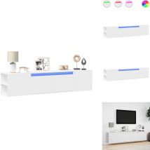 Vidaxl - Meuble tv mural avec led blanc 180x31x39,5 cm - Meuble tv Mural - Meubles tv Muraux - Meuble tv Flottant - Armoire tv Murale