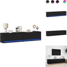 Meuble tv mural avec led noir 180x31x38 cm - Meuble tv Mural - Meubles tv Muraux - Meuble tv Flottant - Armoire tv Murale