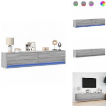 Meuble TV mural avec LED sonoma gris 180x31x38 cm - Meuble TV Mural - Meubles TV Muraux - Meuble TV Flottant - Armoire TV Murale