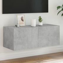 Torana - Meuble tv mural avec lumières led gris béton 80x35x31 cm