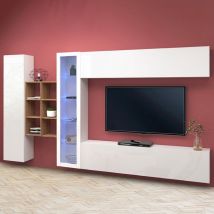 Ahd Amazing Home Design - Meuble tv de salon suspendu meuble blanc bibliothèque Loane wh