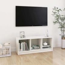 Jinlefu - inlife Meuble tv Blanc 104x33x41 cm Bois de pin massif - Blanc