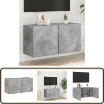 Meuble tv mural gris béton 80x30x41 cm - Meubles Tv - Meuble Tv Mural - Meuble Tv Gris - Meuble Tv Moderne - Étagère Murale