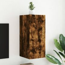 Meuble tv mural,Banc tv Moderne,Meuble de Rangement avec lumières led chêne fumé 30,5x35x70 cm CFW251913