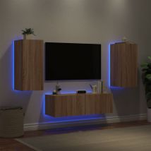 Maisonchic - Meuble tv muraux, Banc tv, Armoire de rangement 3 pcs avec lumières led chêne sonoma FR834218 Maison Chic