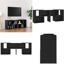 Meuble tv Noir 104x30x52 cm Bois d'ingénierie - Meubles Tv - Meuble Tv Noir - Meuble Télé Design - Rangement Tv - Bibliothèque Murale - Home & Living