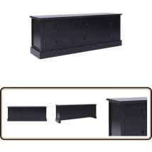 Vidaxl - Meuble tv Noir 108x30x40 cm Bois de Paulownia solide - Meuble Tv Noir - Meuble Tv Moderne - Meuble Tv Bois - Meuble Tv Rangement - Console Tv