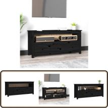 Vidaxl - Meuble tv Noir 114x35x52 cm Bois de pin massif - Meubles Tv - Meuble Tv - Meuble Tv Bois - Meuble Tv Industriel - Meuble Tv Campagne
