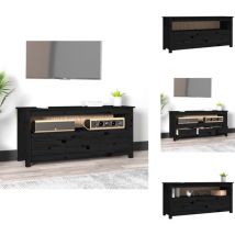 Vidaxl - Meuble tv Noir 114x35x52 cm Bois de pin massif - Meubles Tv - Meuble Tv - Meuble Tv Bois - Meuble Tv Industriel - Meuble Tv Campagne