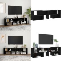 Meuble tv Noir 149x30x52 cm Bois d'ingénierie - Meuble Tv Noir - Meuble Tv Design - Meuble Tv Extensible - Meuble Tv Rangement - Meuble Tv Industriel