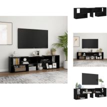 Meuble tv Noir 149x30x52 cm Bois d'ingénierie - Meuble Tv Noir - Meuble Tv Design - Meuble Tv Extensible - Meuble Tv Rangement - Meuble Tv Industriel