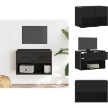 Meuble tv noir 60x31x39,5 cm bois d'ingénierie et métal - Meuble tv - Meubles tv - Meuble Hifi - Meuble Multimédia
