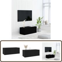 Meuble tv Noir 80x34x30 cm Bois d'ingénierie - Meuble Tv - Meuble Téléviseur - Rangement Tv - Meuble Noir - Meuble Moderne