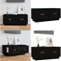 Vidaxl - Meuble tv Noir 80x34x35 cm Bois de pin massif - Meubles Tv - Meuble Tv Noir - Meuble Tv Bois - Meuble Tv Design - Meuble Tv Rangement - Home