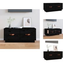Vidaxl - Meuble tv Noir 80x34x35 cm Bois de pin massif - Meubles Tv - Meuble Tv Noir - Meuble Tv Bois - Meuble Tv Design - Meuble Tv Rangement