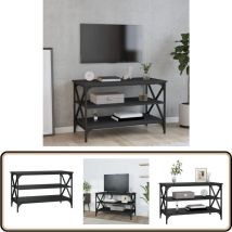 Vidaxl - Meuble tv Noir 80x40x50 cm Bois d'ingénierie - Meubles Tv - Meuble Tv - Support Tv - Unité Tv - Table Basse Industrielle