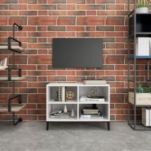 Bonnevie - Meuble tv pour Salon - Armoire tv avec pieds en métal Blanc brillant 69,5x30x50 cm BV792765