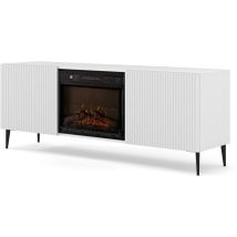Meuble Tv Ravenna 2d 170 Cm Armoire Avec Cheminée Blanc Mat