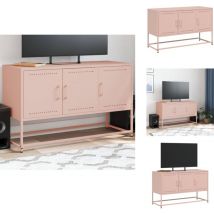 Vidaxl - Meuble tv rose 100,5x39x60,5 cm acier - Meubles Tv - Meuble Tv Industriel - Meuble Tv Rose - Meuble Tv Acier - Rangement Tv
