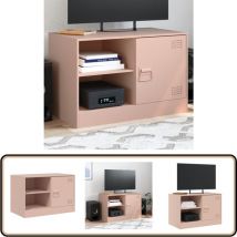 Vidaxl - Meuble tv rose 67x39x44 cm acier - Meubles Tv - Meuble Tv Rose - Meuble Tv Acier - Rangement Tv - Support Tv