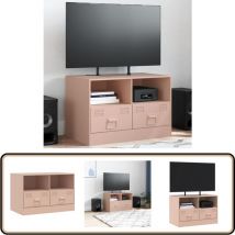 Vidaxl - Meuble tv rose 67x39x44 cm acier - Meubles Tv - Meuble Tv Rose - Meuble Tv Acier - Rangement Tv - Support Tv