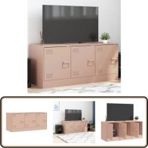 Meuble tv rose 99x39x44 cm acier - Meuble Tv - Meuble Television - Meuble Rose - Meuble Salle Séjour - Rangement Tv