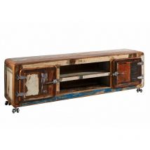 Meuble tv 180x45 Bois de récupération laqué Multicolore freezy 32 - multicolore