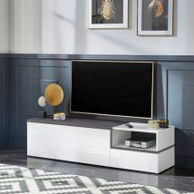 Meuble TV de salon 160cm 2 portes 1 compartiment design Zet Kiwey Ardesia M