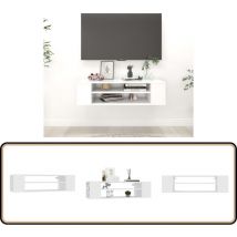 Meuble tv suspendu Blanc 100x30x26,5 cm Bois d'ingénierie - Meubles Tv Suspendus - Meuble Tv Blanc - Meuble Tv Design - Étagère Murale - Rangement Tv