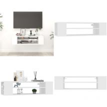 Meuble tv suspendu Blanc 100x30x26,5 cm Bois d'ingénierie - Meubles Tv Suspendus - Meuble Tv Blanc - Meuble Tv Design - Étagère Murale - Rangement Tv