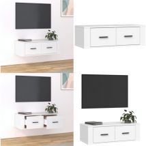 Meuble tv suspendu Blanc 80x36x25 cm Bois d'ingénierie - Meubles Tv Suspendus - Meuble Tv Design - Meuble Tv Moderne - Meuble Tv Blanc - Rangement